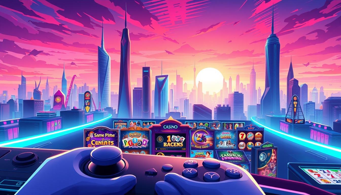 A vibrant and futuristic illustration of the UTown USDT casino, showcasing its seamless user experience and commitment to data privacy. In the foreground, a sleek and modern gaming interface with minimalist controls, inviting players to immerse themselves in the experience. The middle ground features a diverse array of casino games, each with a distinct visual style and captivating animations. In the background, a stunning cityscape with towering skyscrapers and a futuristic skyline, hinting at the advanced technology powering the UTown USDT casino. The overall mood is one of excitement, innovation, and a sense of personal security, highlighting the casino's focus on providing a secure and enjoyable gaming environment for its players.
